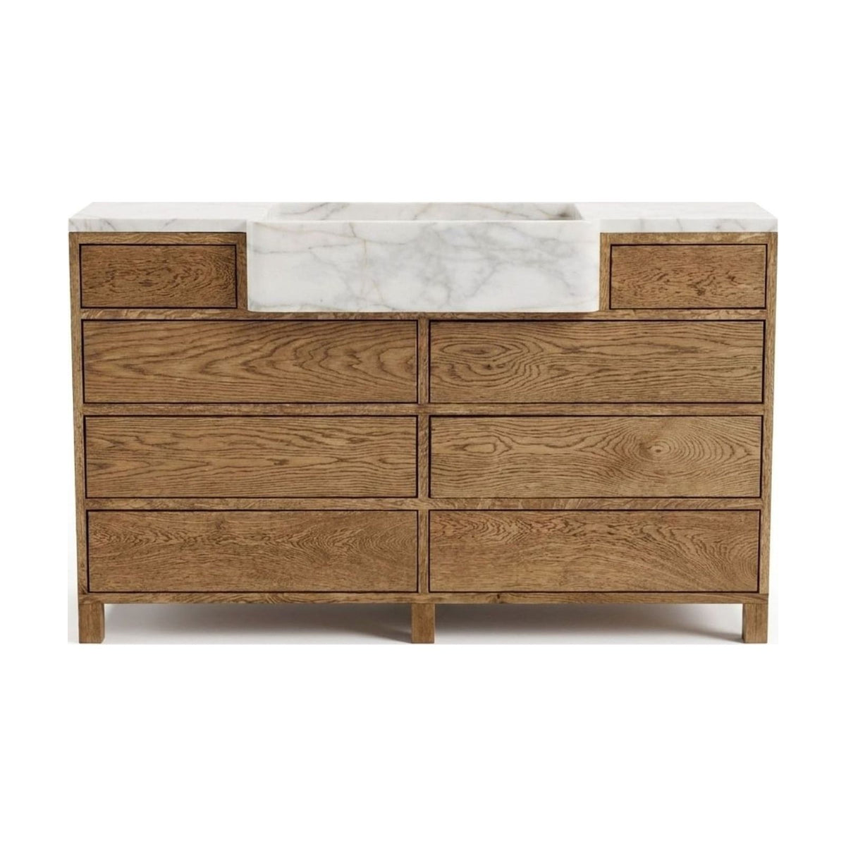 Calacatta Gold Marble Vanity with Wood Cabinet — view 1