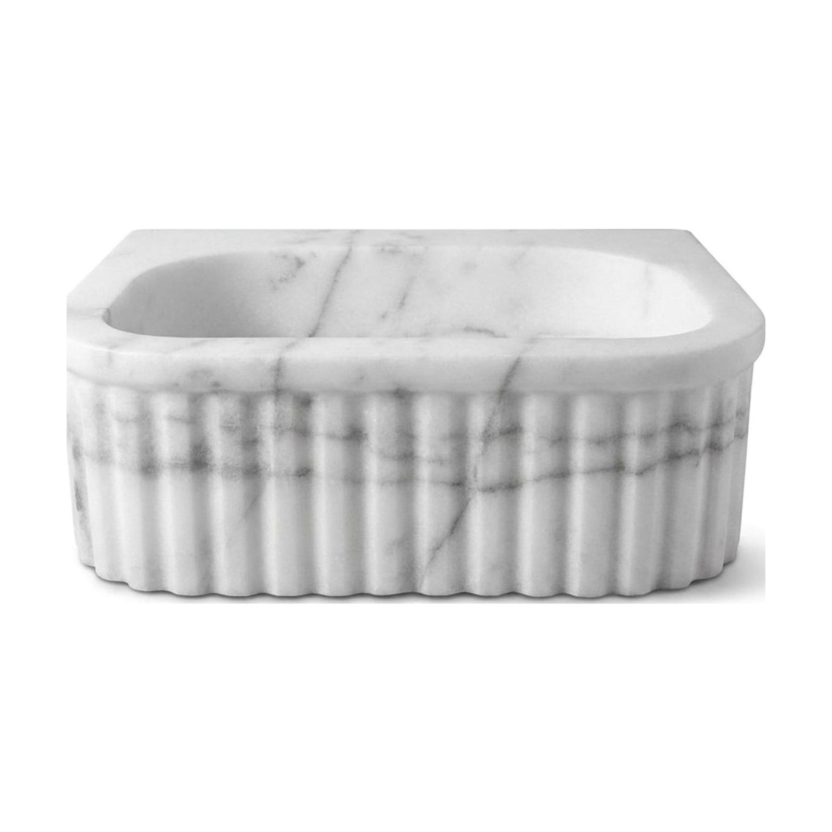 Carrara Fluted Polished Marble Vessel Sink — view 1