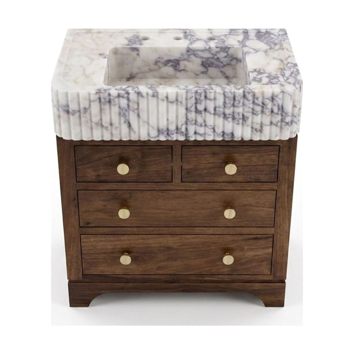 Calacatta Viola Fluted Honed Marble Vanity Sink — view 1