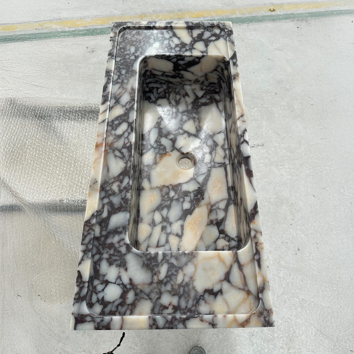 Calacatta Viola Marble Sink | Polished Modern Stone Basin | Rectangular Vanity for Designer Bathrooms M6S48 — view 5
