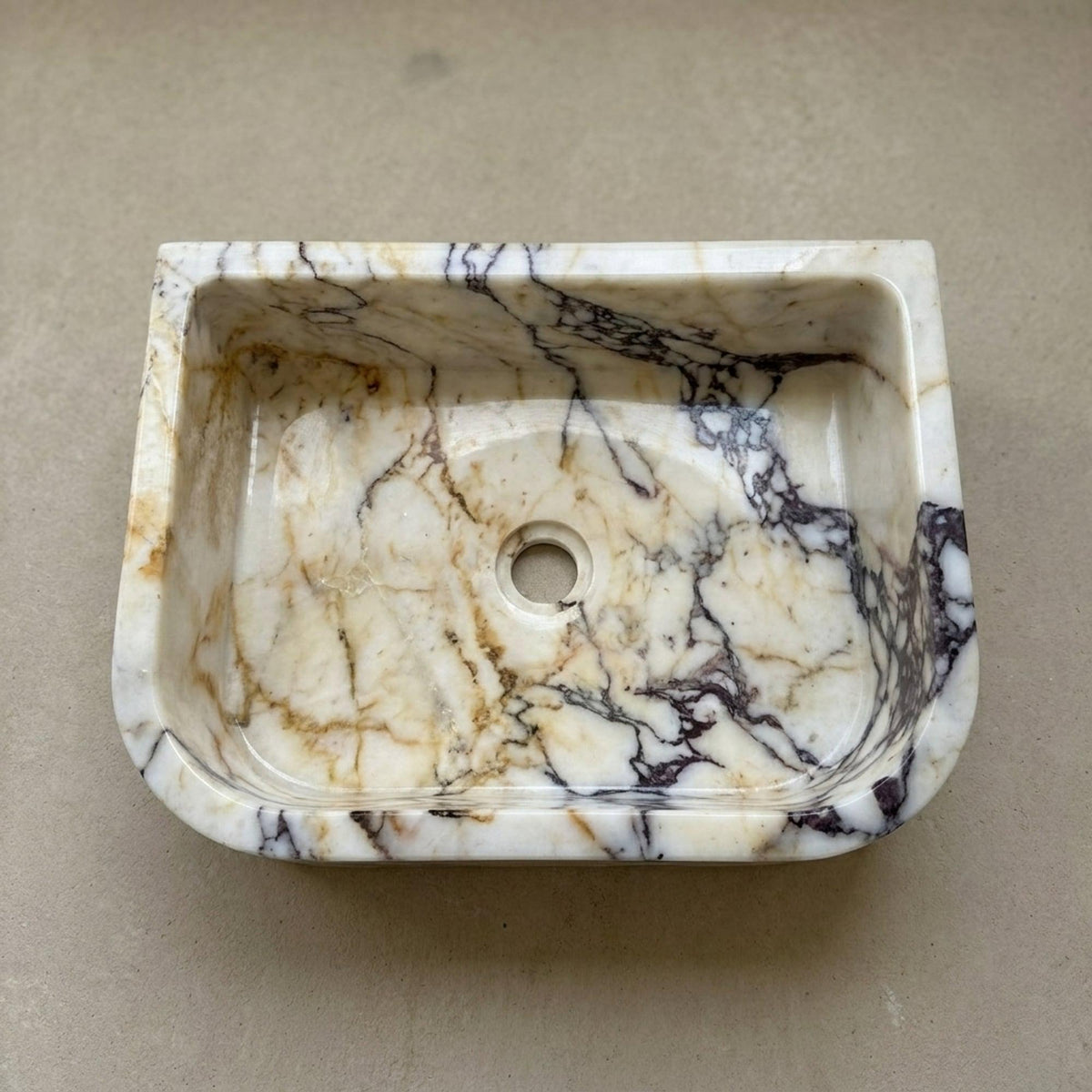 Calacatta Viola Marble Vanity Sink, Small Batch Made to Order — view 12