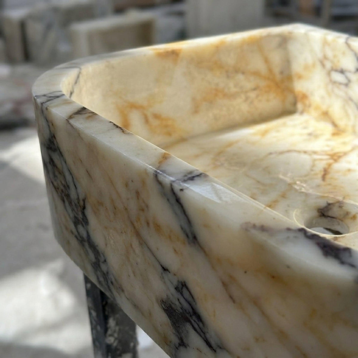 Calacatta Viola Marble Vanity Sink, Small Batch Made to Order — view 3