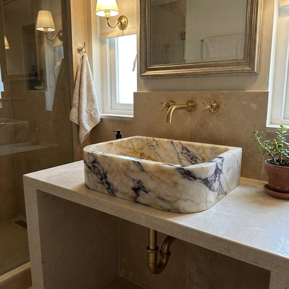 Calacatta Viola Marble Vanity Sink, Small Batch Made to Order — view 1