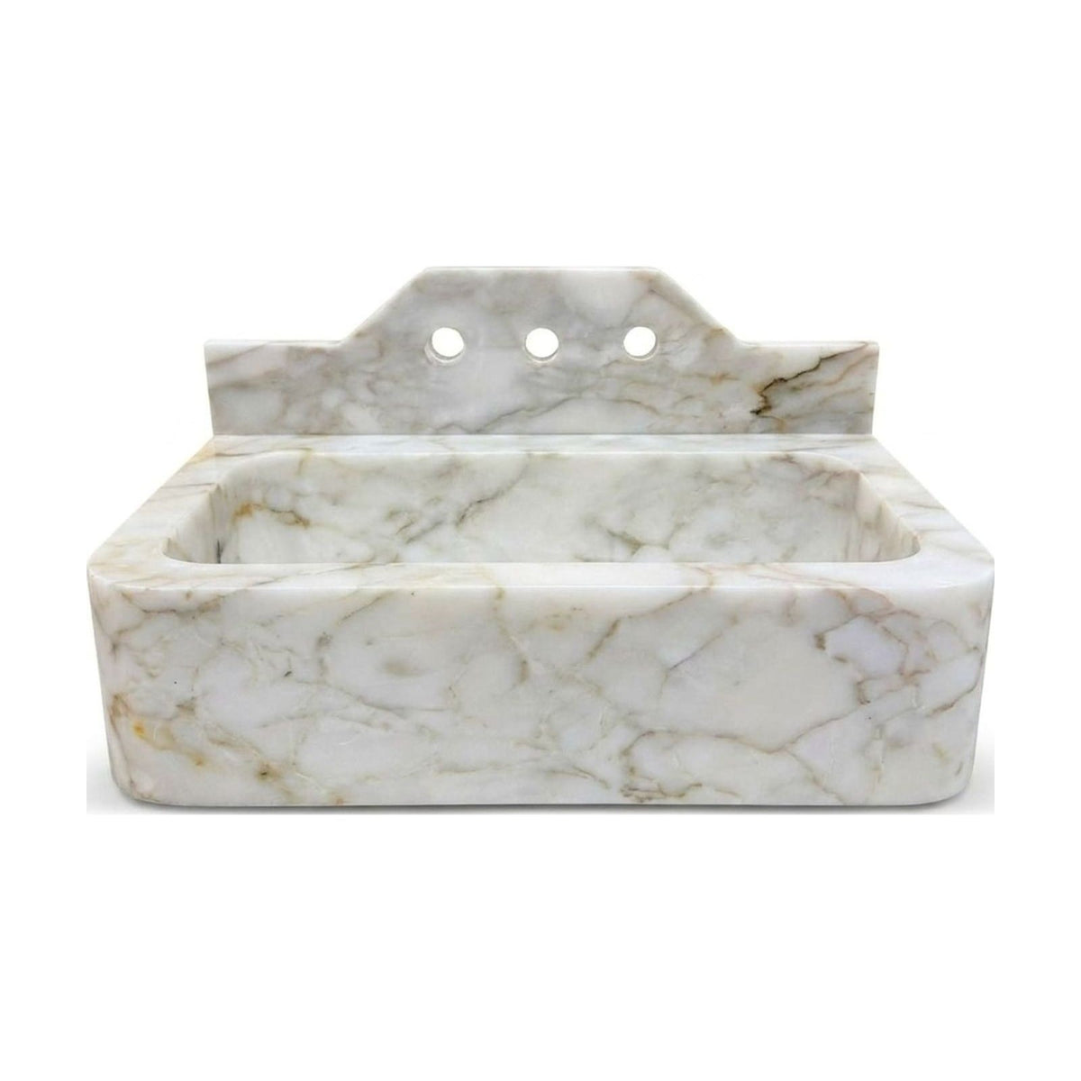 Calacatta Gold Polished Marble Sink with Backsplash — view 1