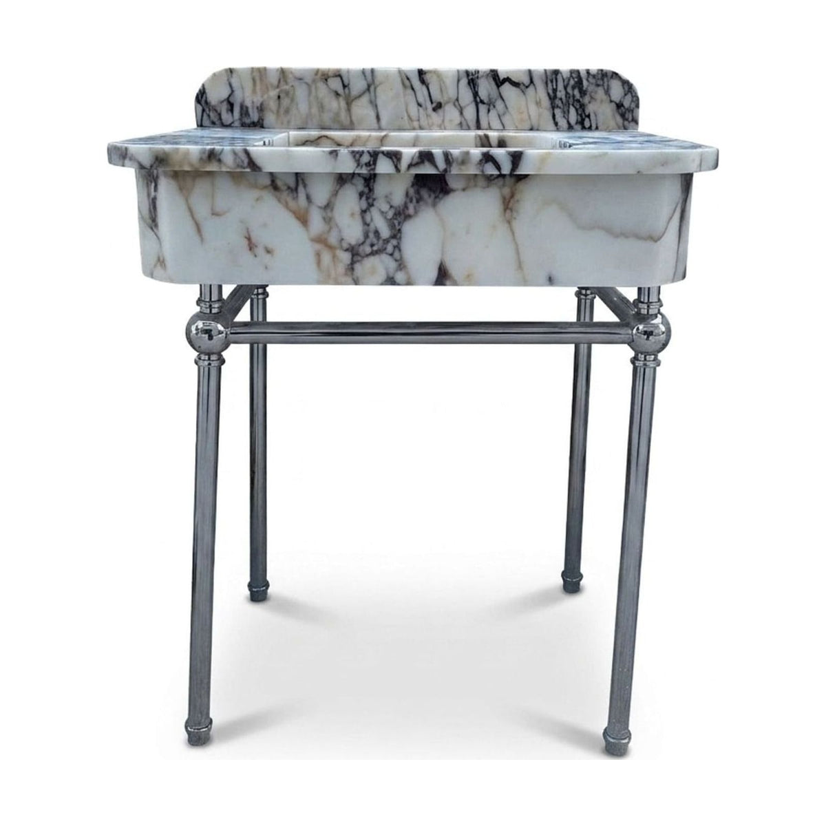 Calacatta Viola Marble Sink with Metal Stand and Backsplash — view 1