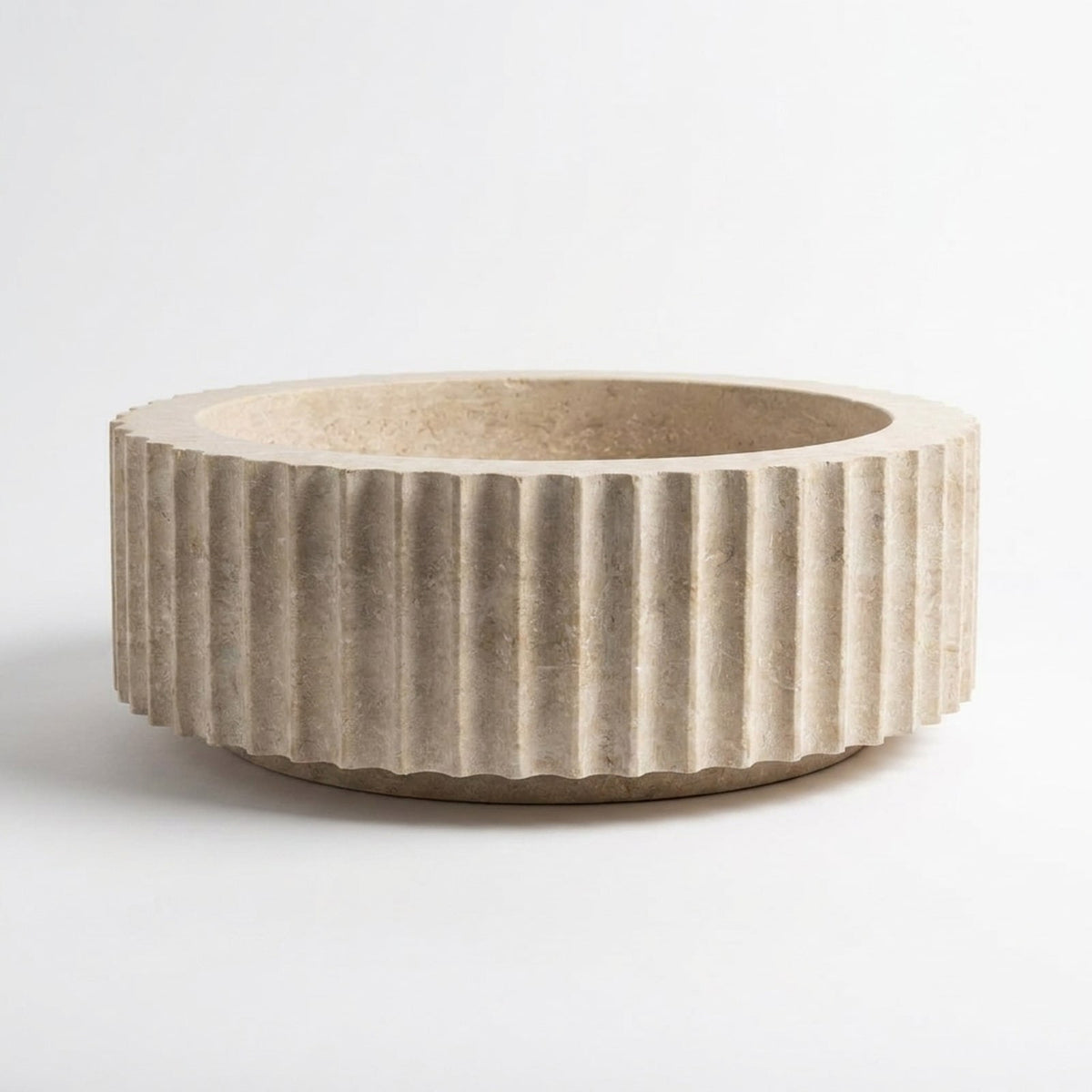 Honed Travertine Fluted Vessel Sink — view 1