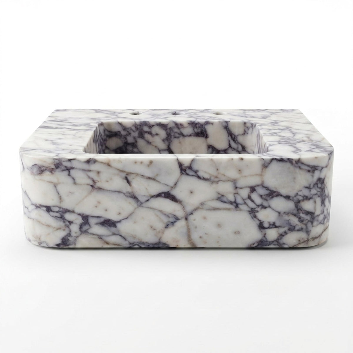 Calacatta Viola Polished Marble Sink with 3 Faucet Holes — view 1