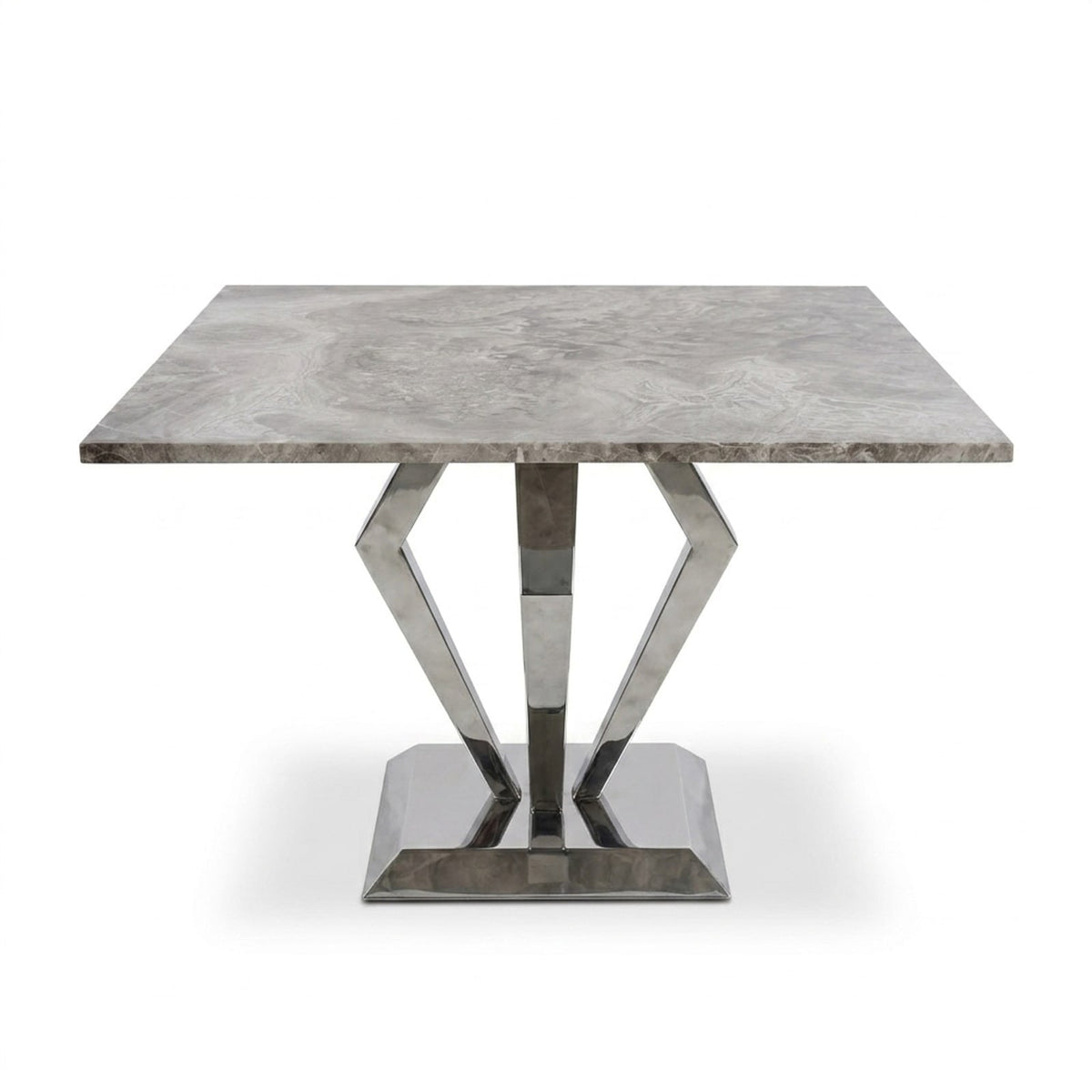 Polished Travertine Table with Brushed Steel Base