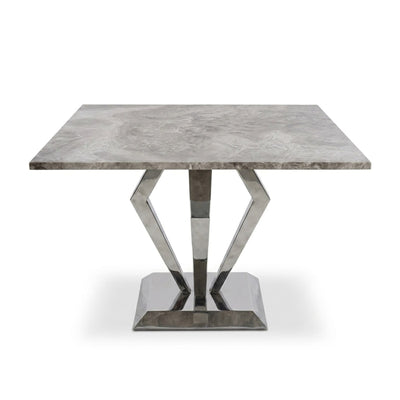 Polished Travertine Table with Brushed Steel Base