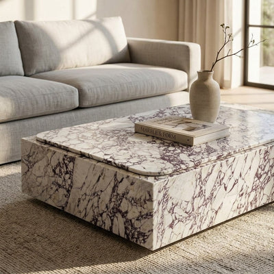 Calacatta Viola Honed Marble Plinth Table — premium