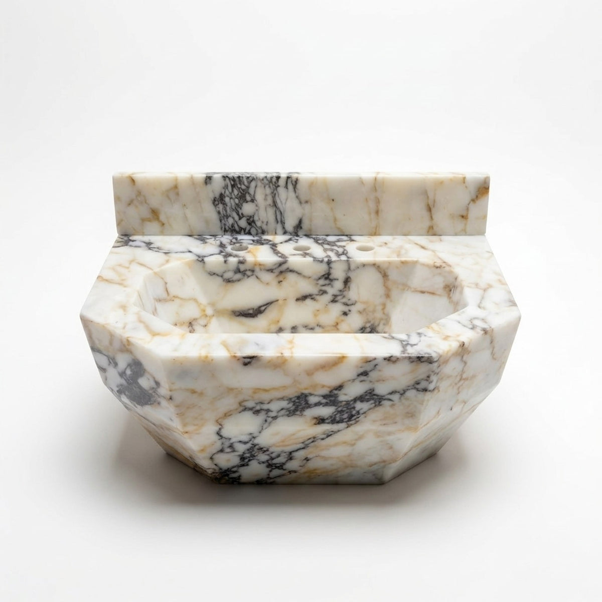 Calacatta Viola Marble Sink with Matte Black Stand — view 1