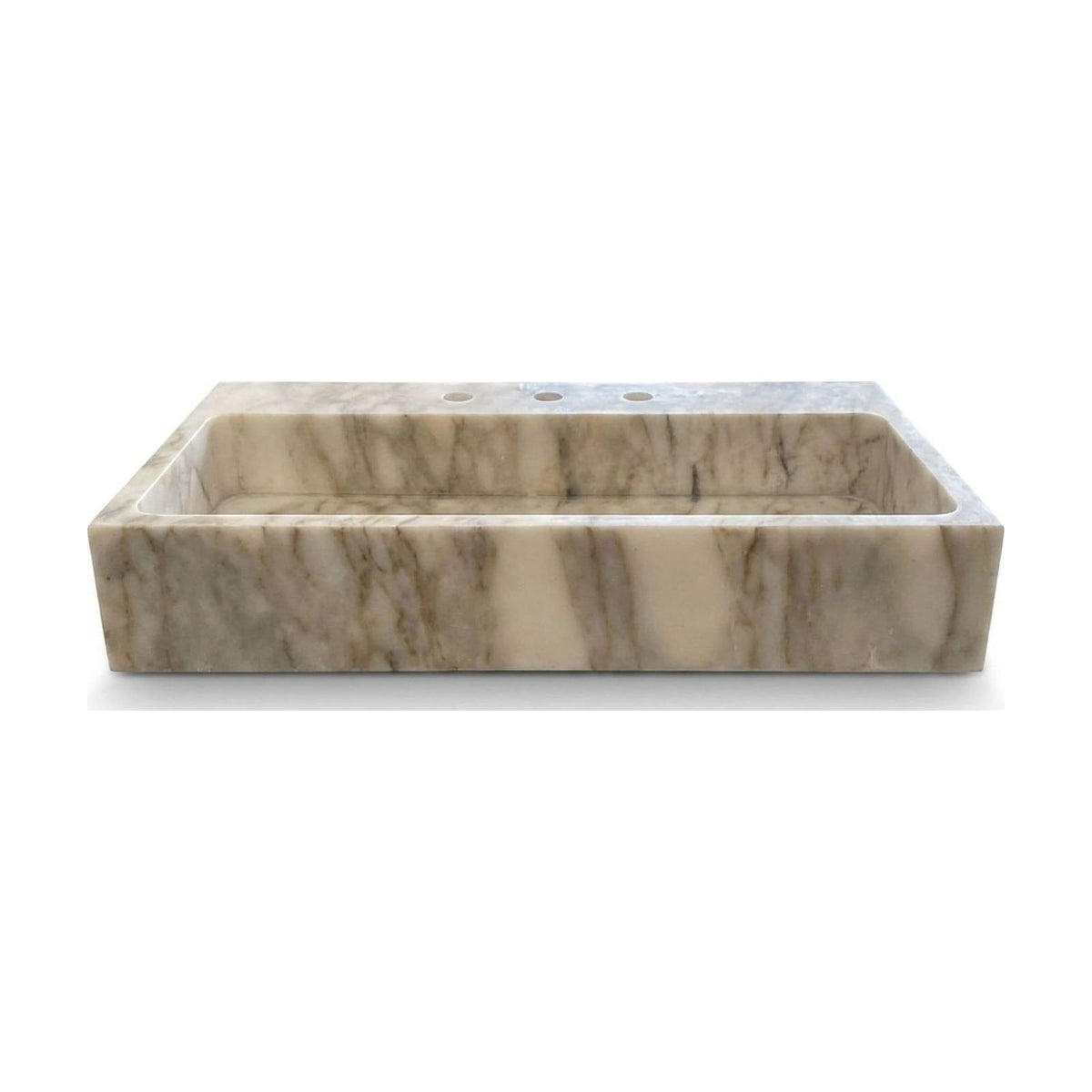 Calacatta Viola Honed Marble Sink with 3 Faucet Holes — view 1