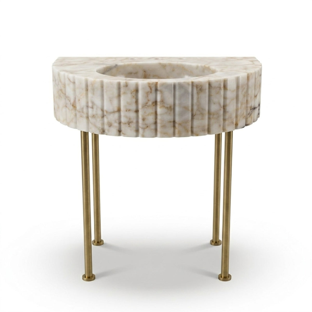 Calacatta Gold Fluted Marble Sink with Copper Legs — view 1