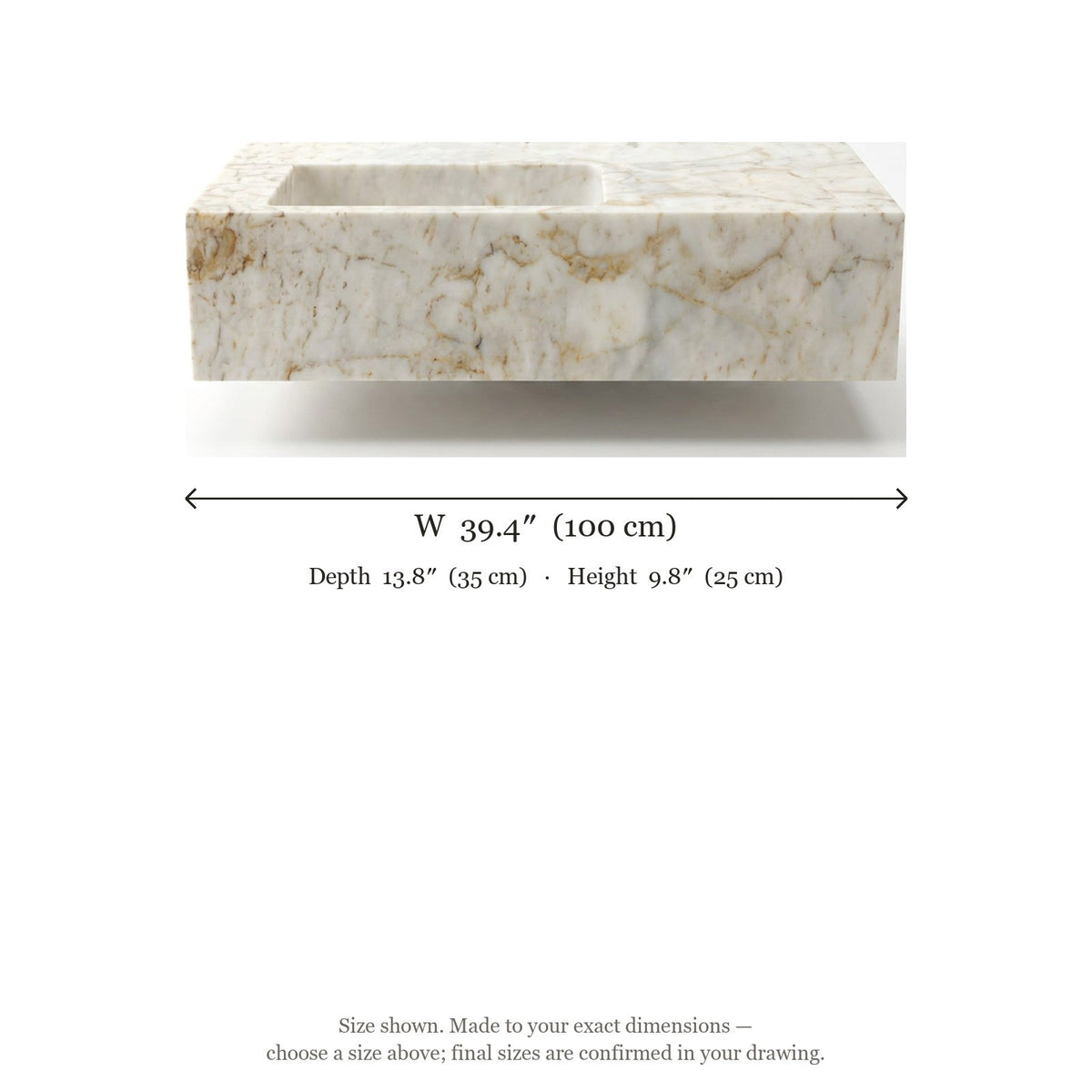 Calacatta Gold Marble Sink — dimensions — view 4