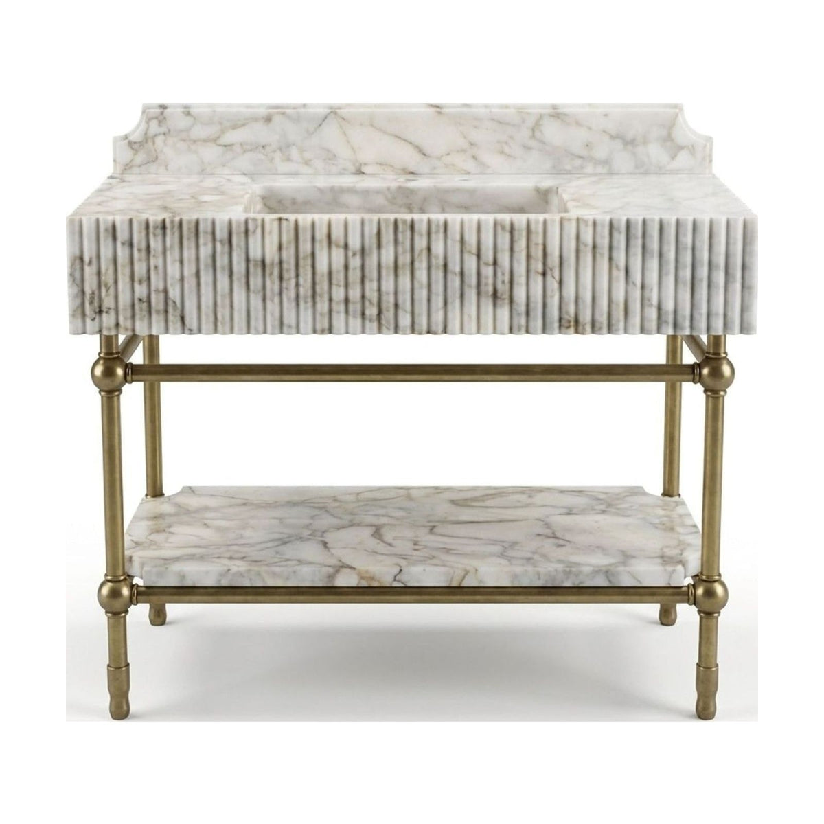 Calacatta Gold Marble Sink with Brass Stand and Backsplash — view 1