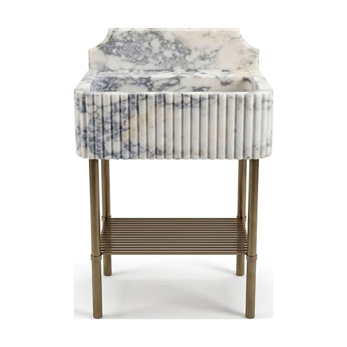 Calacatta Viola Fluted Marble Sink with Copper Stand — view 1
