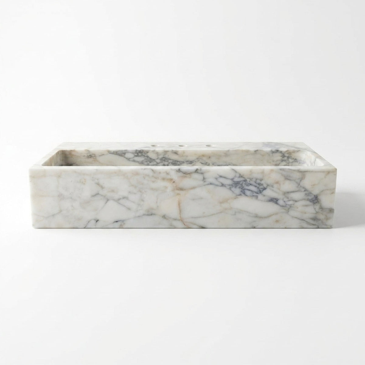 Calacatta Viola Honed Marble Sink with 3 Faucet Holes — view 1