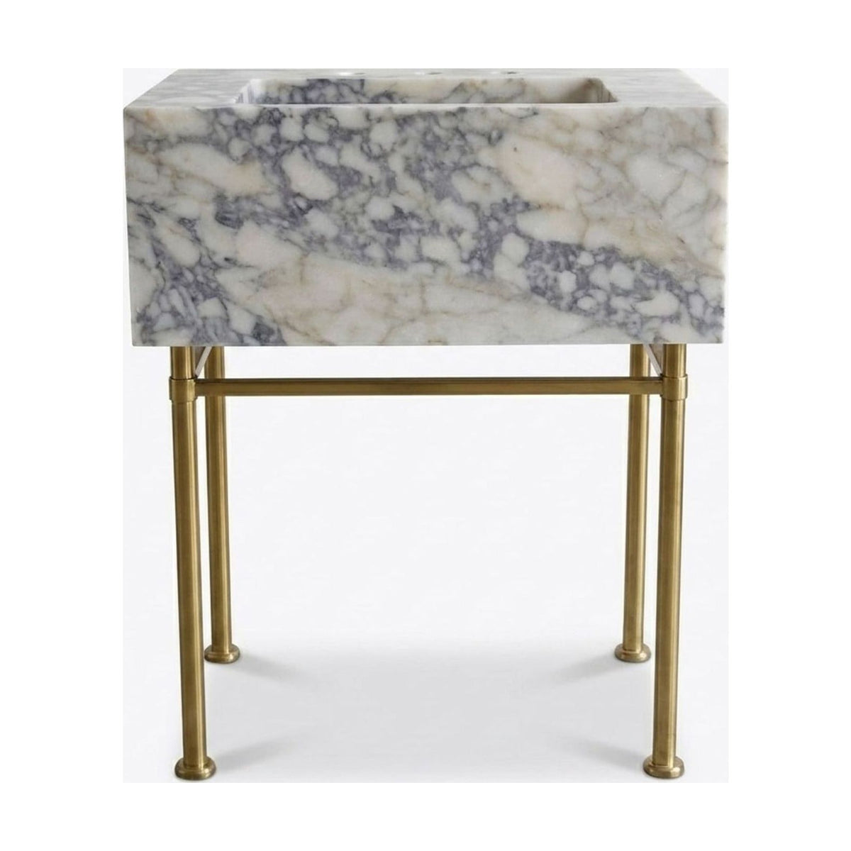 Calacatta Viola Honed Marble Sink with Brass Stand — view 1