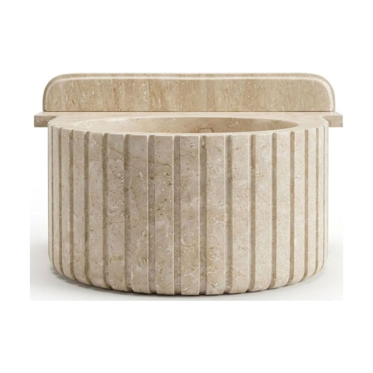 Honed Travertine Fluted Sink with Backsplash — view 1