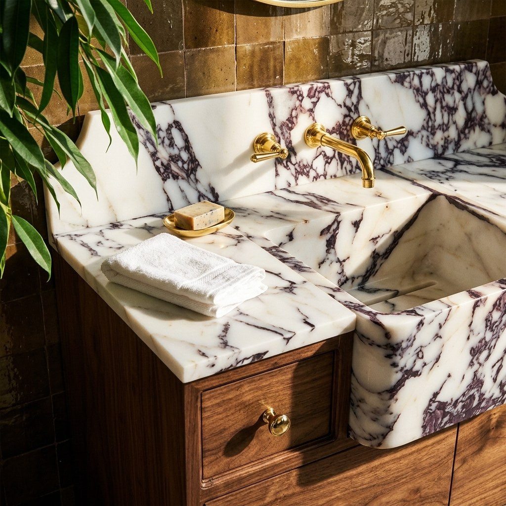 Calacatta Viola Polished Marble Vanity — premium — view 2
