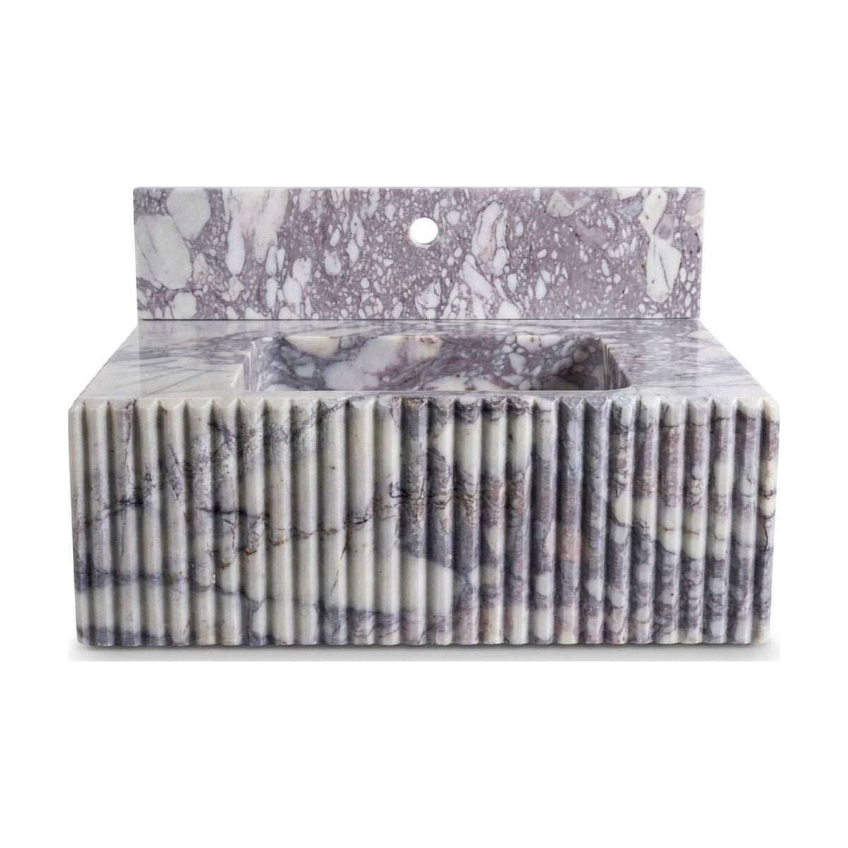Calacatta Viola Fluted Marble Sink with Backsplash — view 1