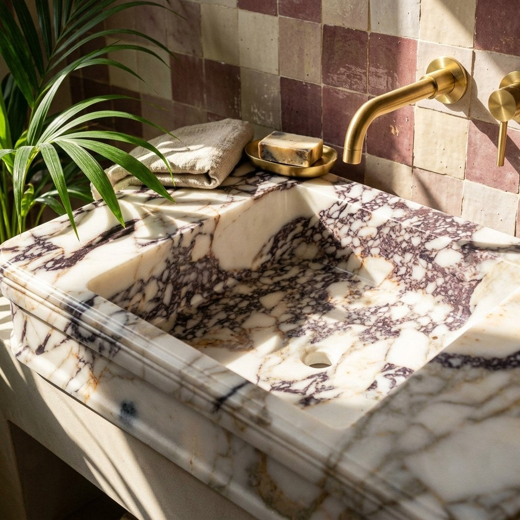 Calacatta Viola Polished Marble Rectangular Sink — premium — view 2