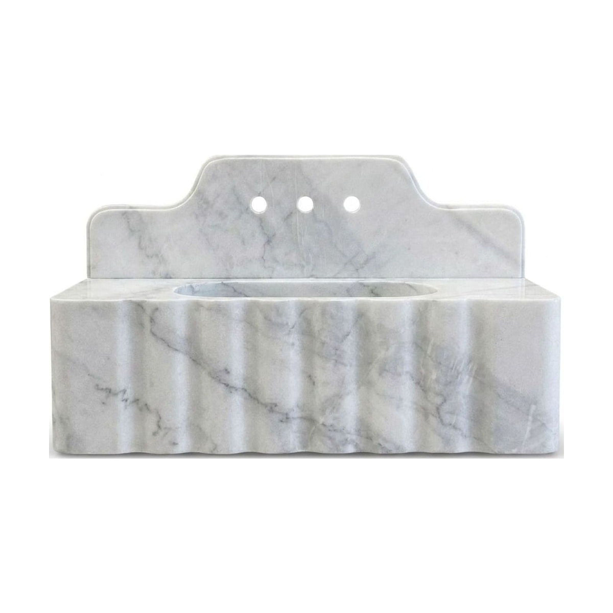 Carrara Fluted Marble Sink with Backsplash — view 1