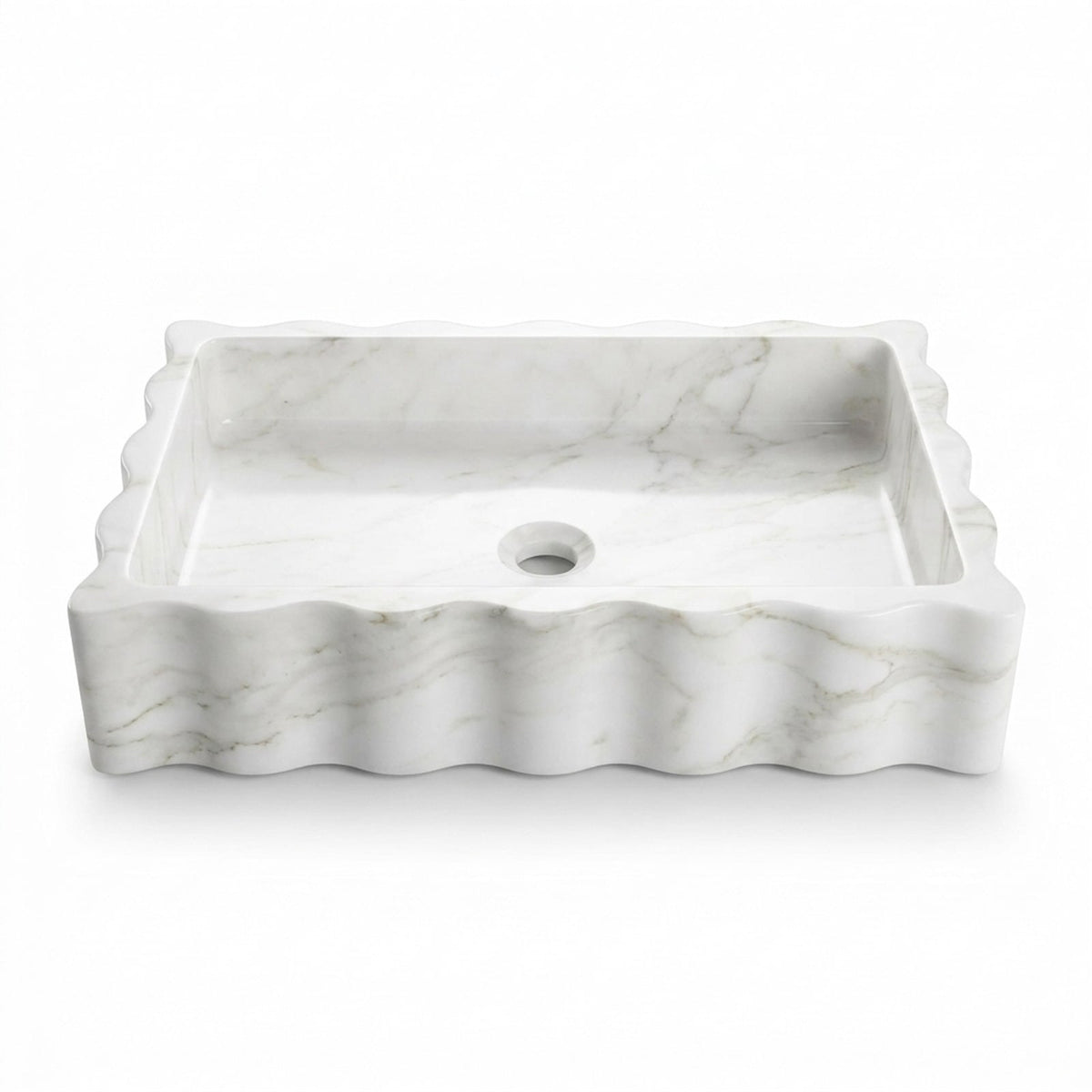 Carrara Fluted Marble Rectangular Vessel Sink — view 1