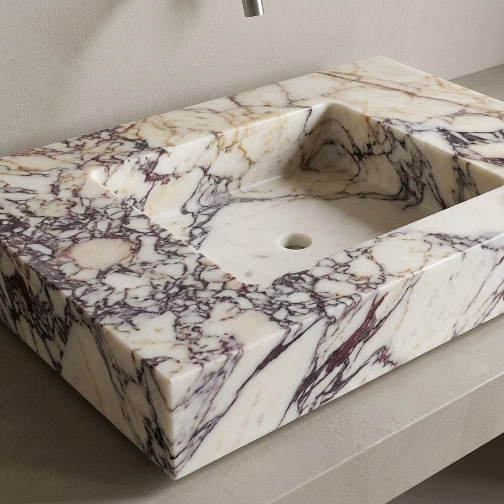 Calacatta Viola Marble Sink — detail — view 3