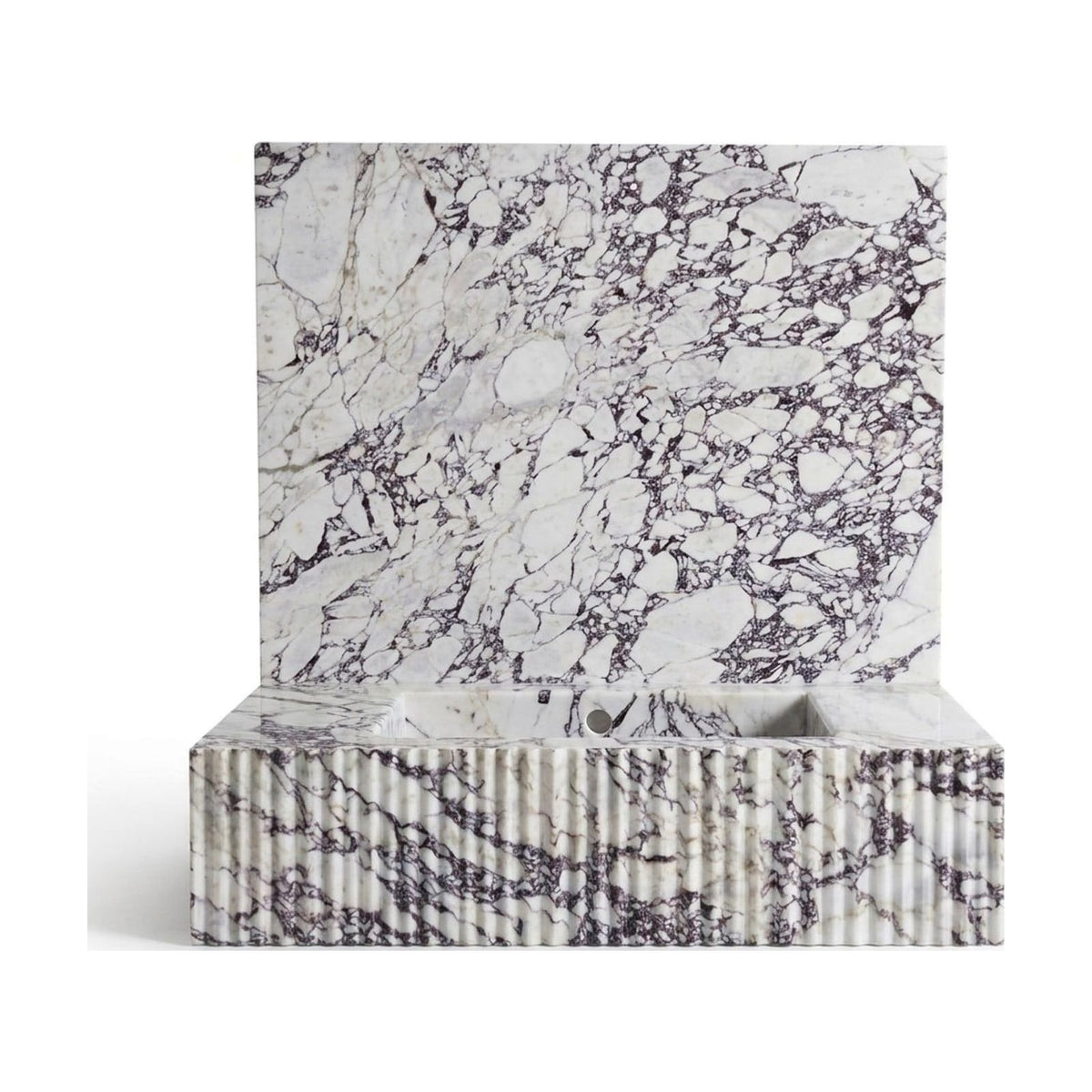 Calacatta Viola Fluted Marble Sink with Backsplash — view 1