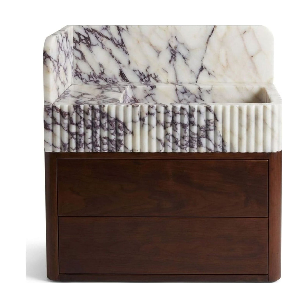 Calacatta Viola Fluted Marble Vanity Sink with Backsplash — view 1
