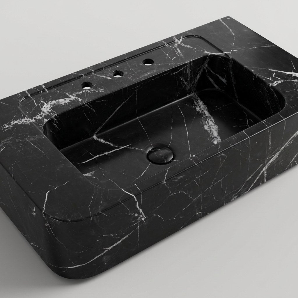 Nero Marquina Marble Sink — detail — view 4