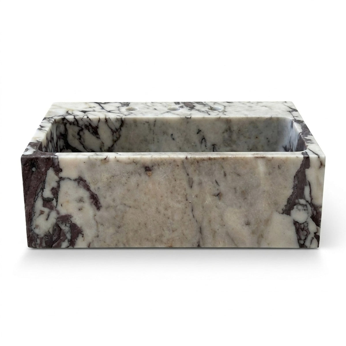 Calacatta Viola Polished Marble Sink with 3 Faucet Holes — view 1