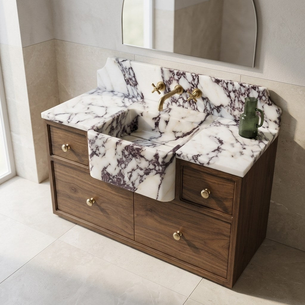 Calacatta Viola Polished Marble Vanity — marble detail — view 3