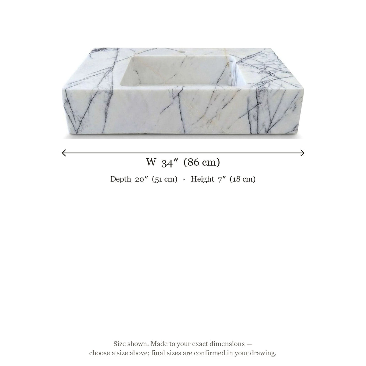 Lilac Polished Marble Vessel Sink with Single Faucet Hole — dimensions — view 5