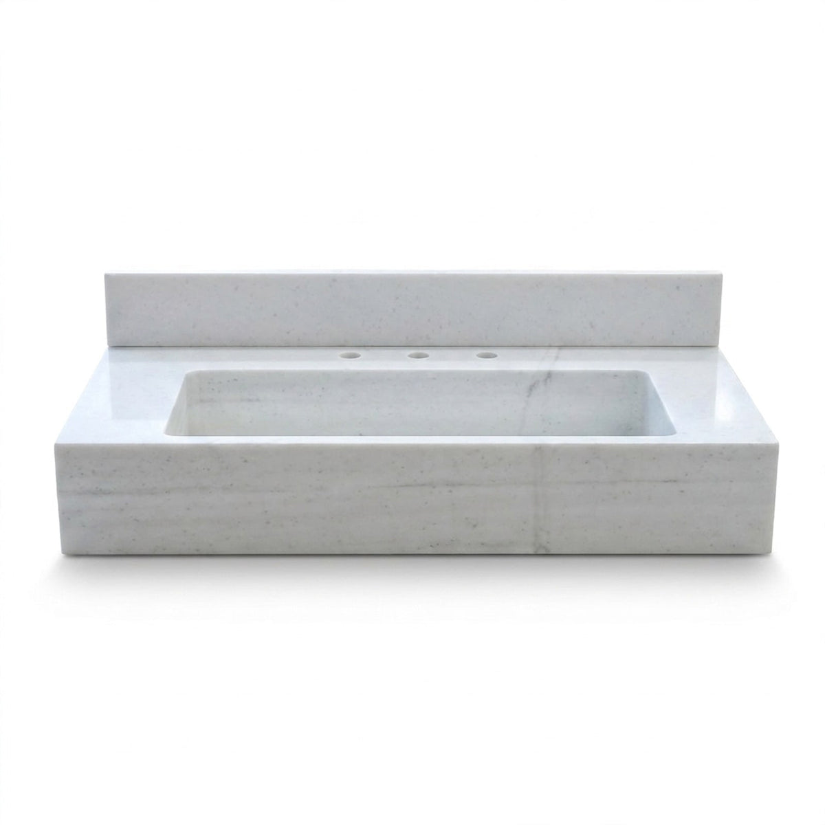 Carrara Fluted Marble Vanity with Backsplash — view 1