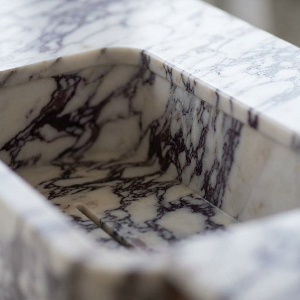 Calacatta Viola Polished Marble Vanity Sink — marble detail — view 3