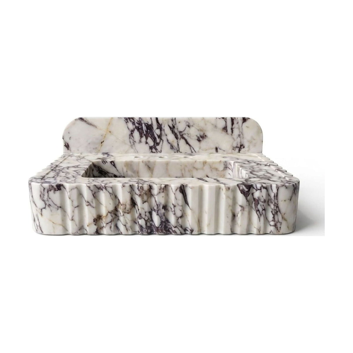 Calacatta Viola Fluted Marble Sink with Backsplash — view 1