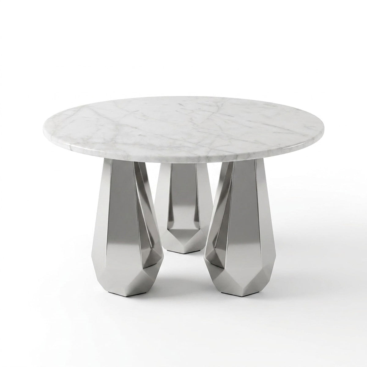 Carrara Marble Table with Brushed Steel Base