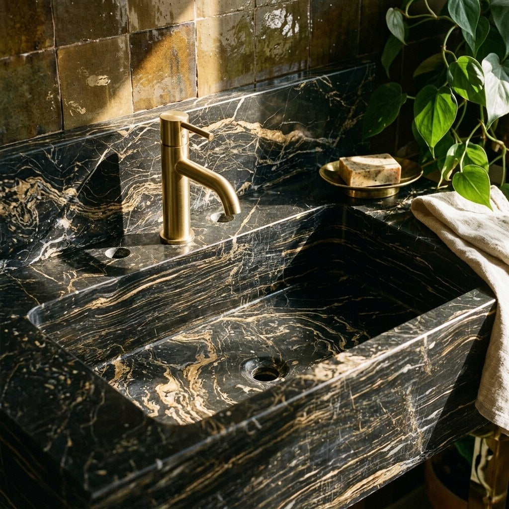 Picasso Marble Sink with Integrated Backsplash — premium — view 2