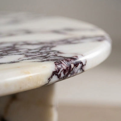 Calacatta Viola Polished Marble Table with Cross Base — marble detail