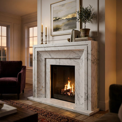 Carrara Polished Marble Fireplace Surround — premium