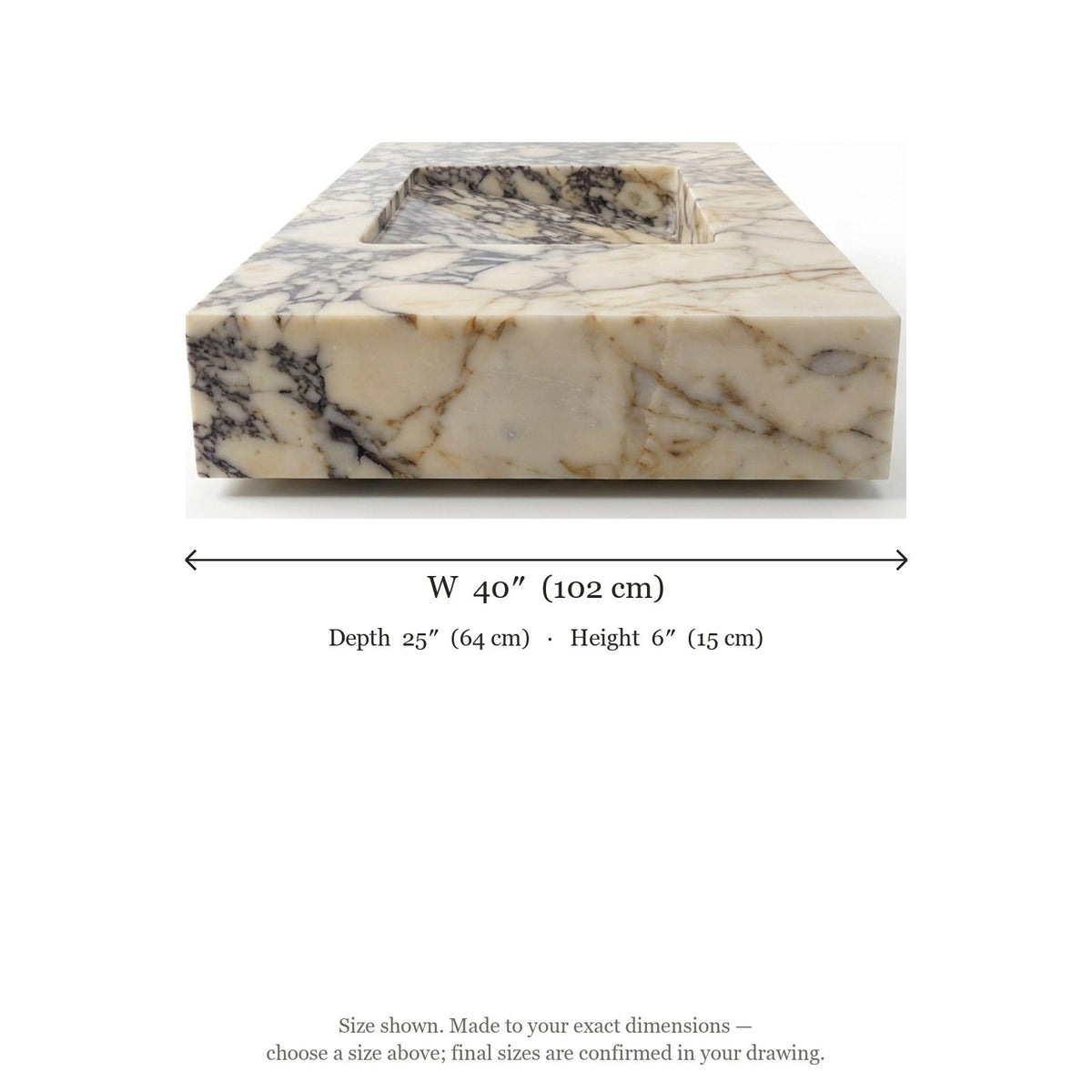 Calacatta Viola Marble Sink — dimensions — view 4