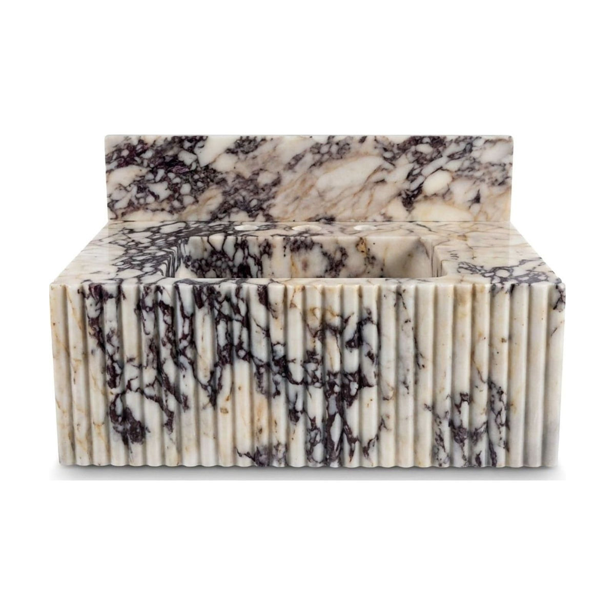 Calacatta Viola Fluted Marble Sink with Backsplash — view 1