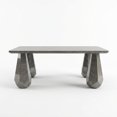 Pietra Notte Polished Marble Table with Brushed Steel