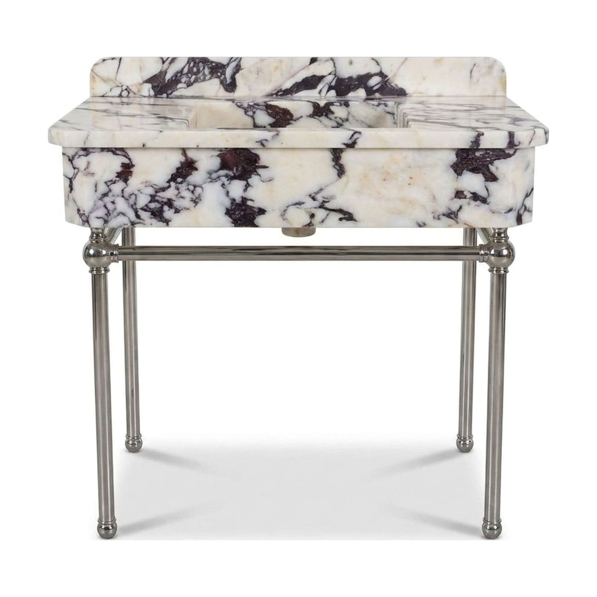 Calacatta Viola Marble Sink with Metal Stand and Backsplash — view 1