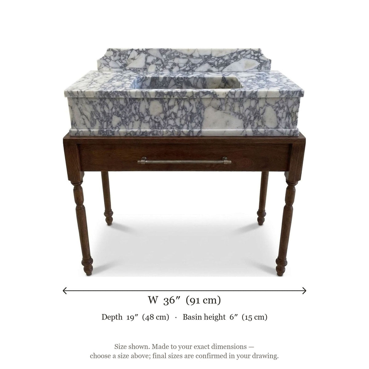 Calacatta Viola Marble Vanity with Backsplash — dimensions — view 4