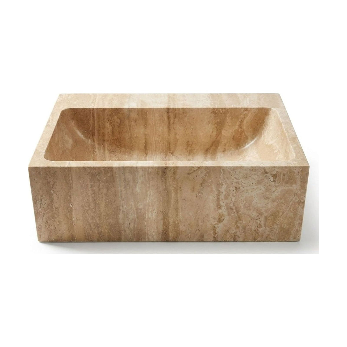 Travertine Rectangular Polished Vessel Sink — view 1