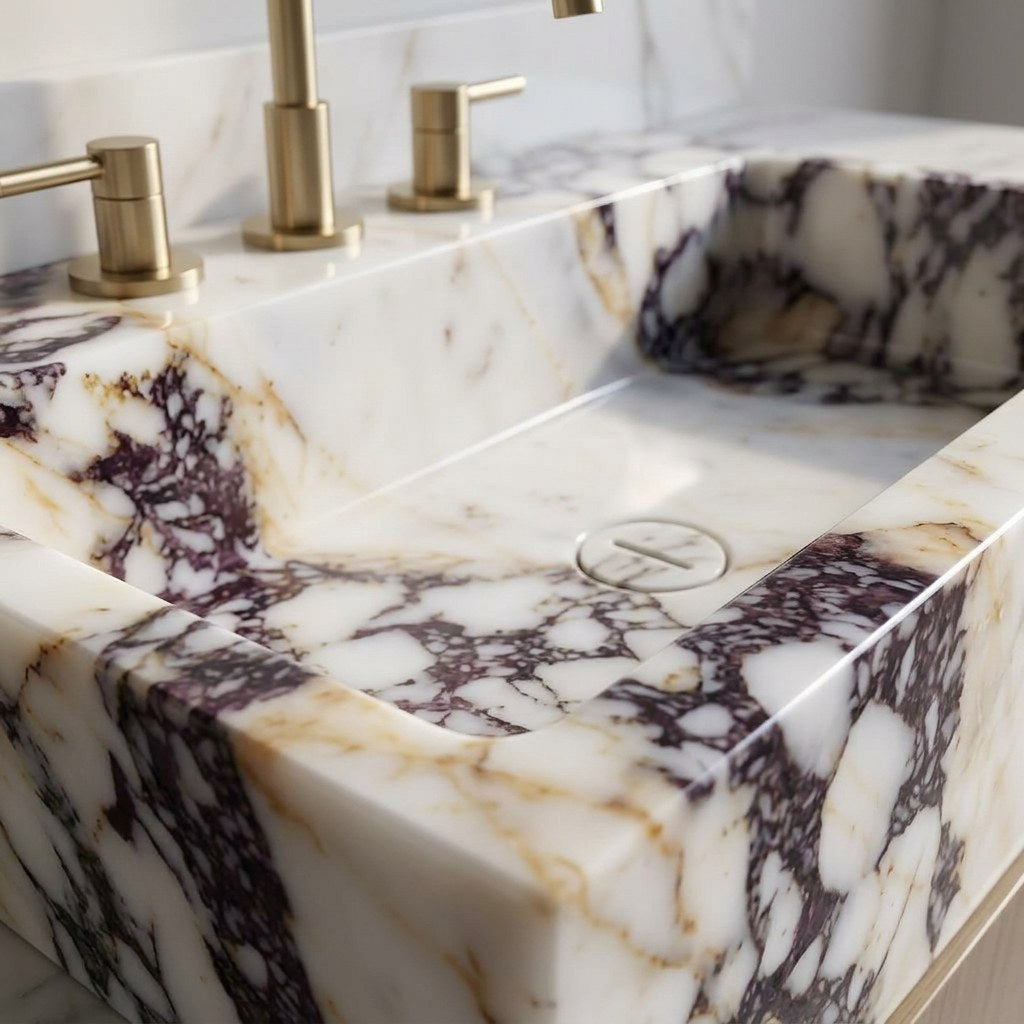 Calacatta Viola Marble Sink — marble detail — view 3