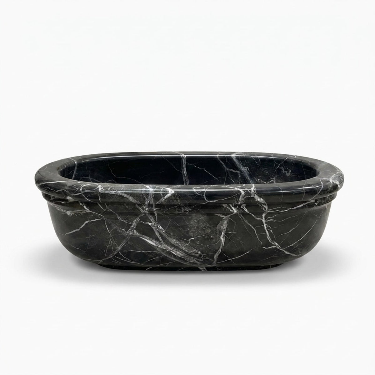 Verde Levanto Polished Marble Oval Bathtub